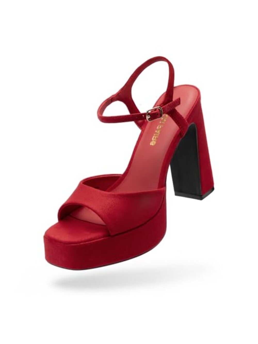 Platform High Heels Square Toe Ankle Strap Faux Suede Women's Dress Shoes